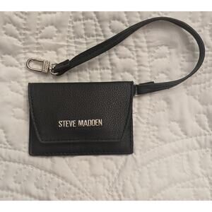Steve Madden Black & Silver Clip Wristlet, NWOT, Clear ID Holder, Snap Closure
